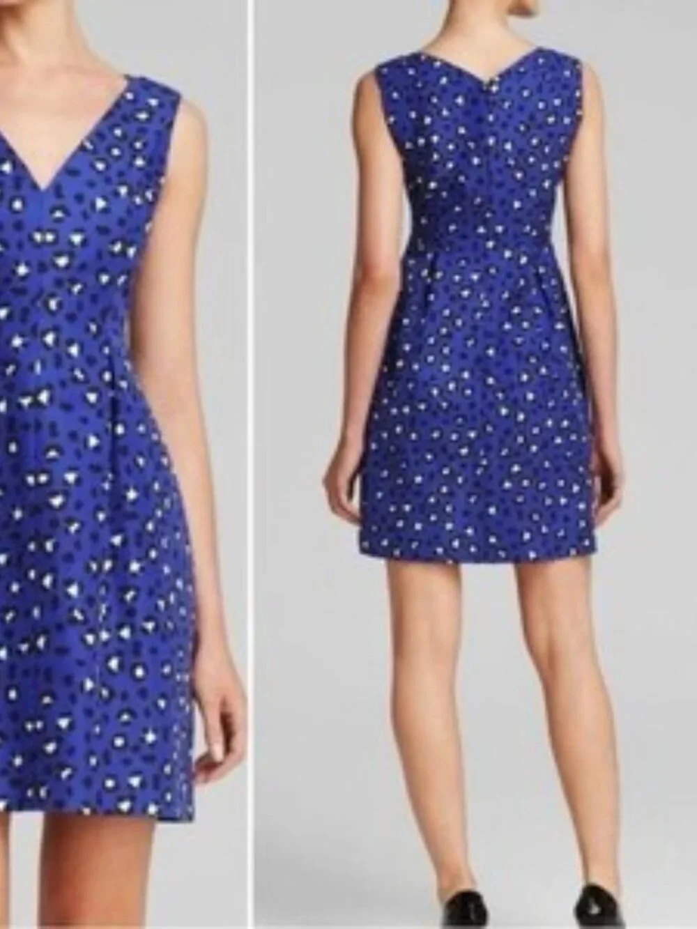 Kate Spade Dawson Dress Cyber Cheetah Midi Fit N Flare Blue Plus Size 14